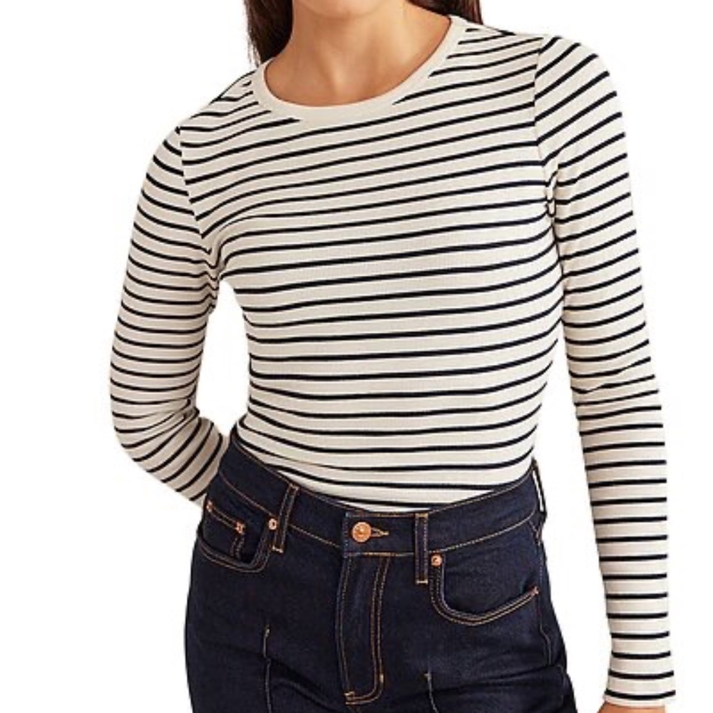 NWT Boden Cotton Ribbed Long Sleeve Top L